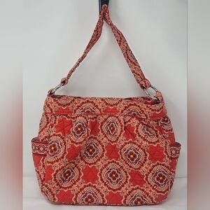 Vera Bradley Reversible Paprika Shoulder Bag Hobo Orange Multicolor Boho Mandala